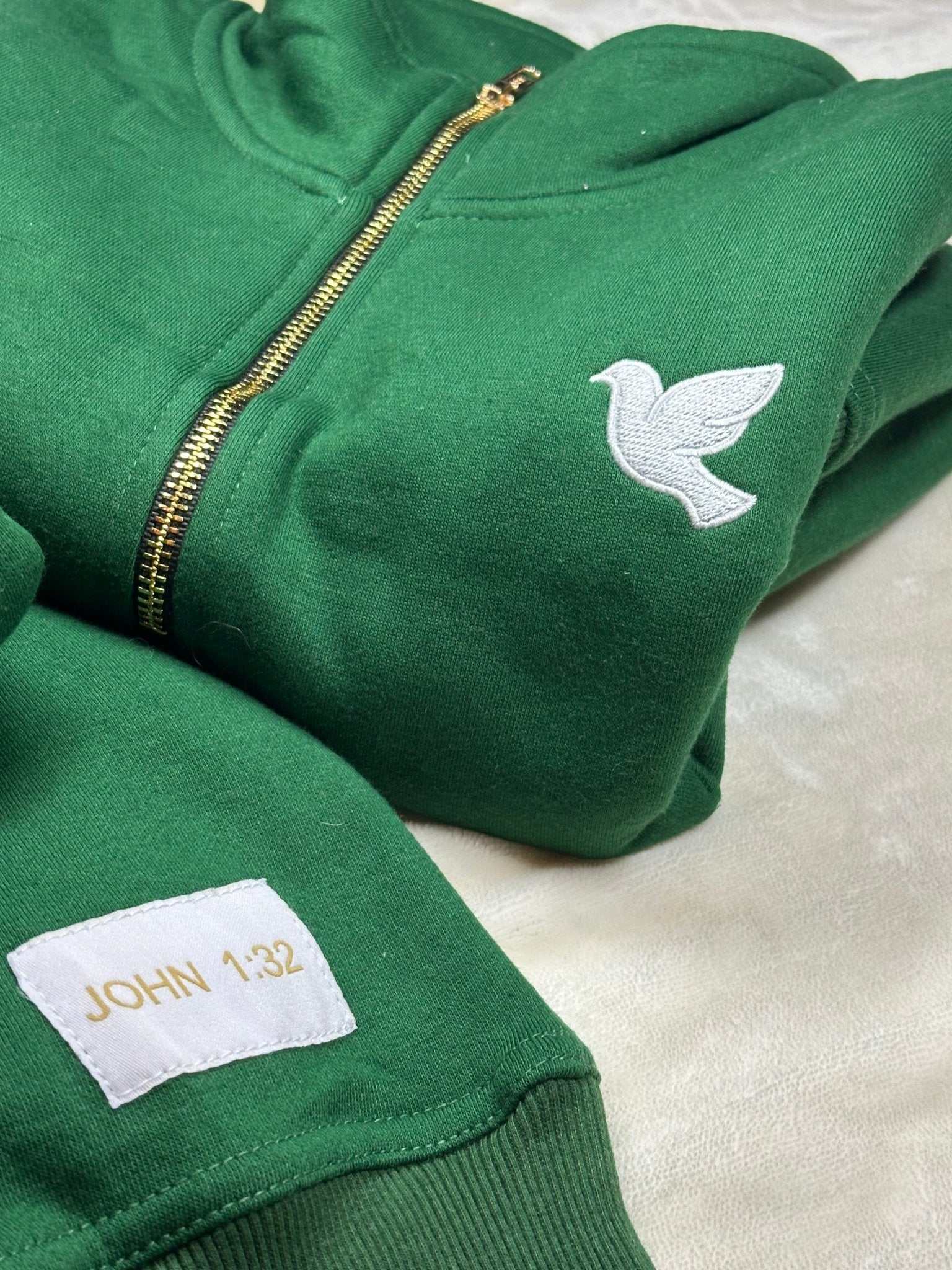 Christian quarter zip pullover with John 1:32 scripture-inspired design and breathable comfort